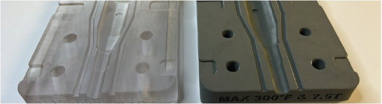 Two tooling surfaces shown side by side in a company presentation